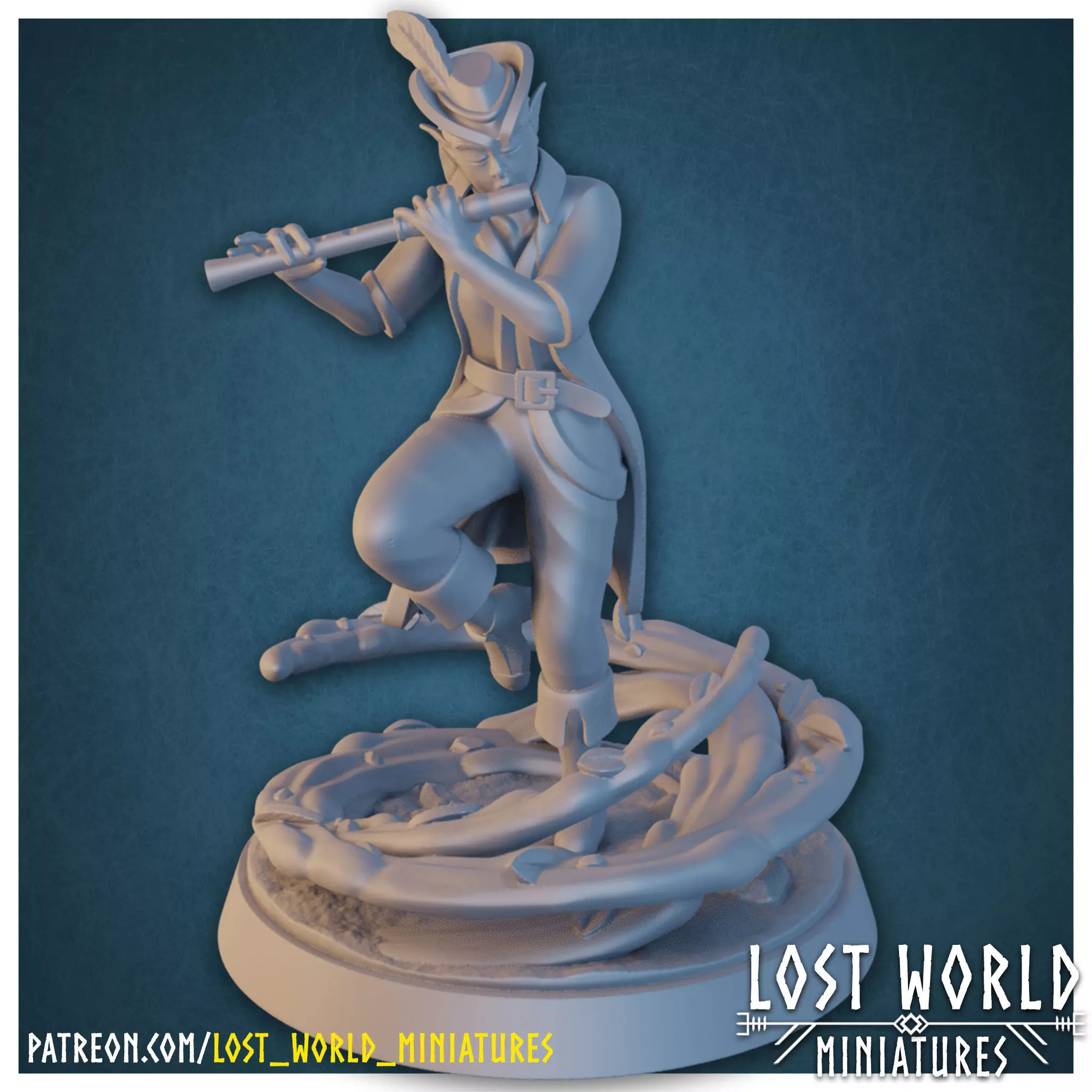 Elementalkin Bard - Air - Supported - Miniature 3D print model_0
