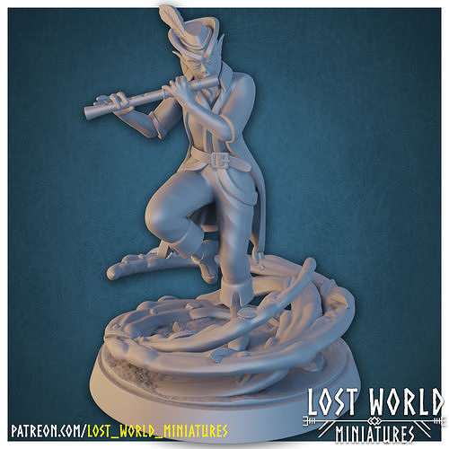 Elementalkin Bard - Air - Supported - Miniature 3D print model