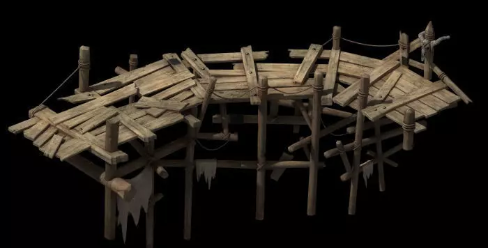 Wooden bridge 3D model_0