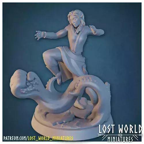 Elementalkin Monk - Water - Supported - Miniature 