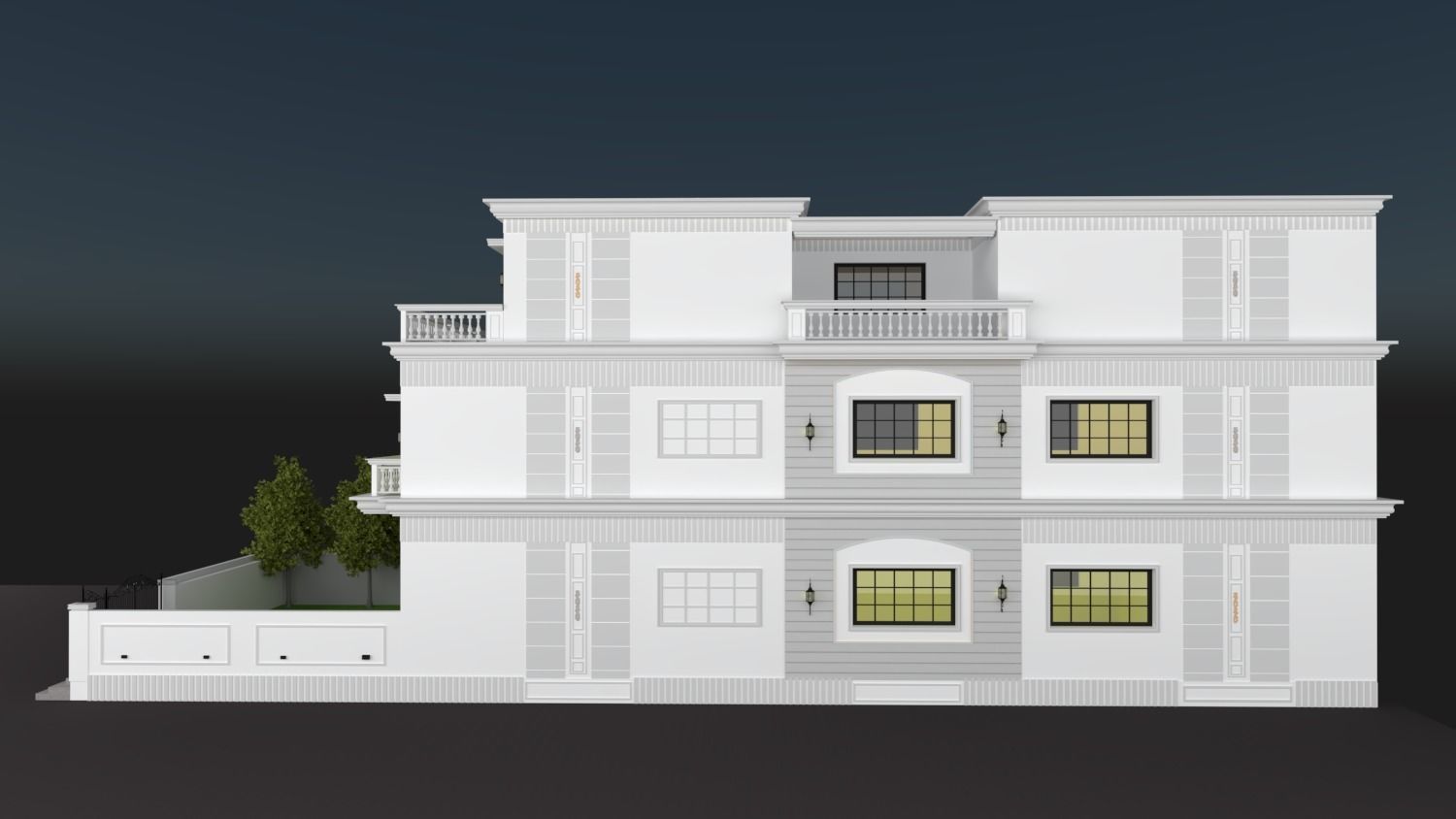 FACADE ELEVATION Low-poly 3D model_29