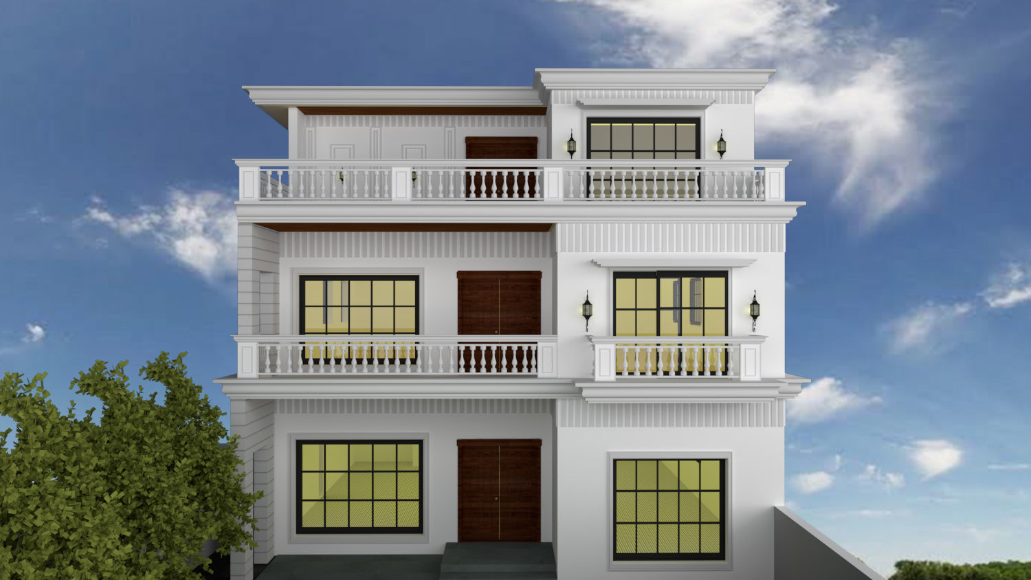 FACADE ELEVATION Low-poly 3D model_1