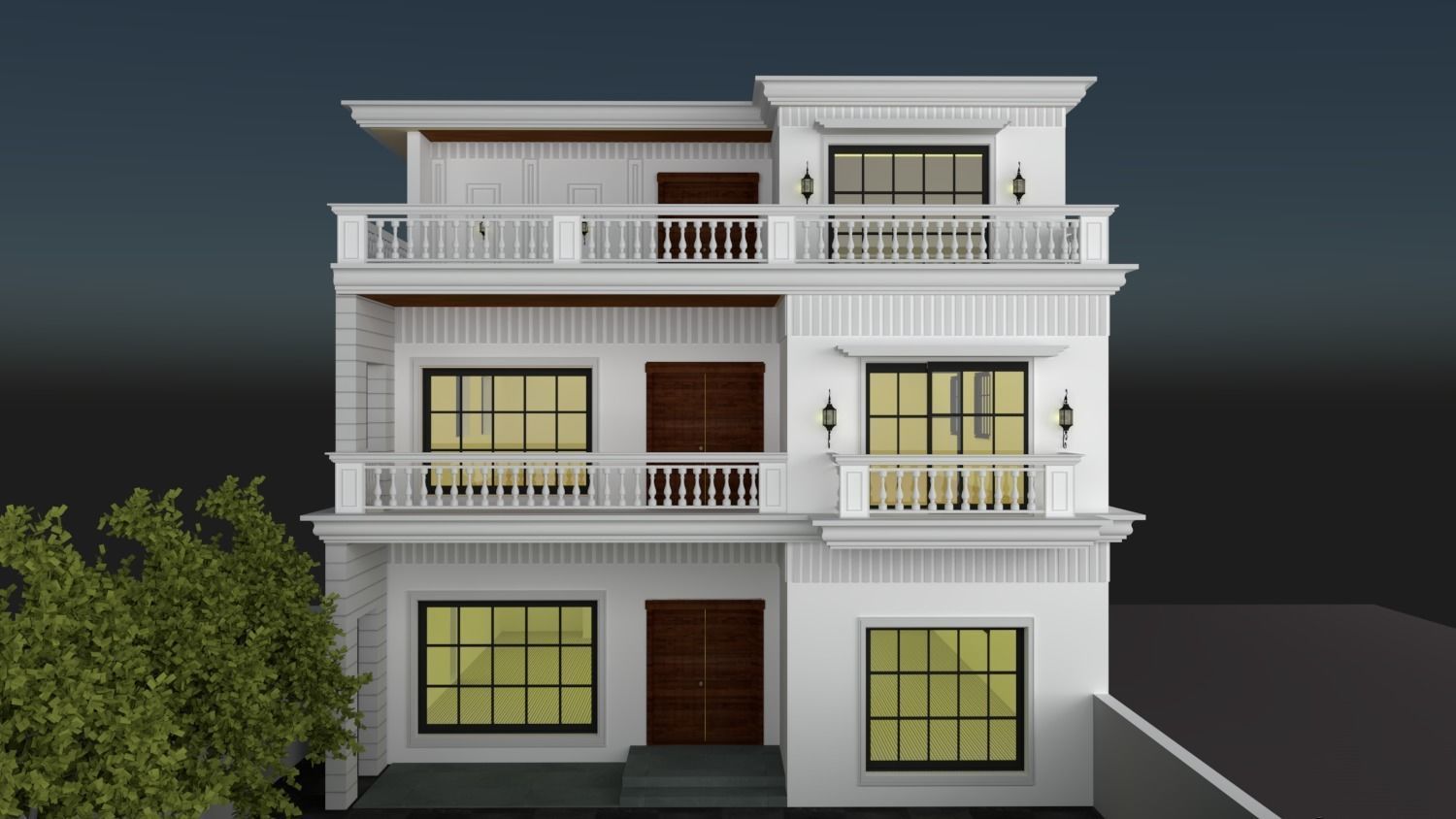 FACADE ELEVATION Low-poly 3D model_22