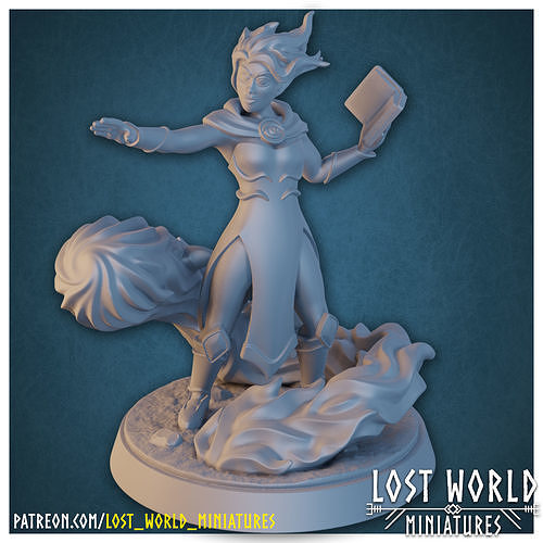 Elementalkin Warlock - Fire - Supported - Miniature  3D print model