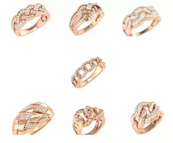6 Cuban chain ring  3D Model Collection