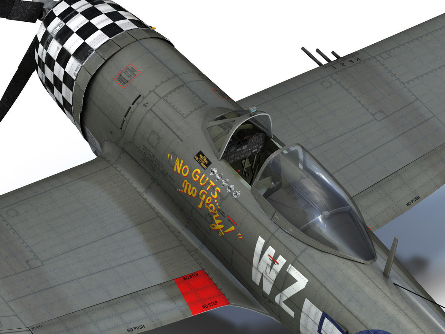 Republic P-47D Thunderbolt - No guts no glory 3D model_19