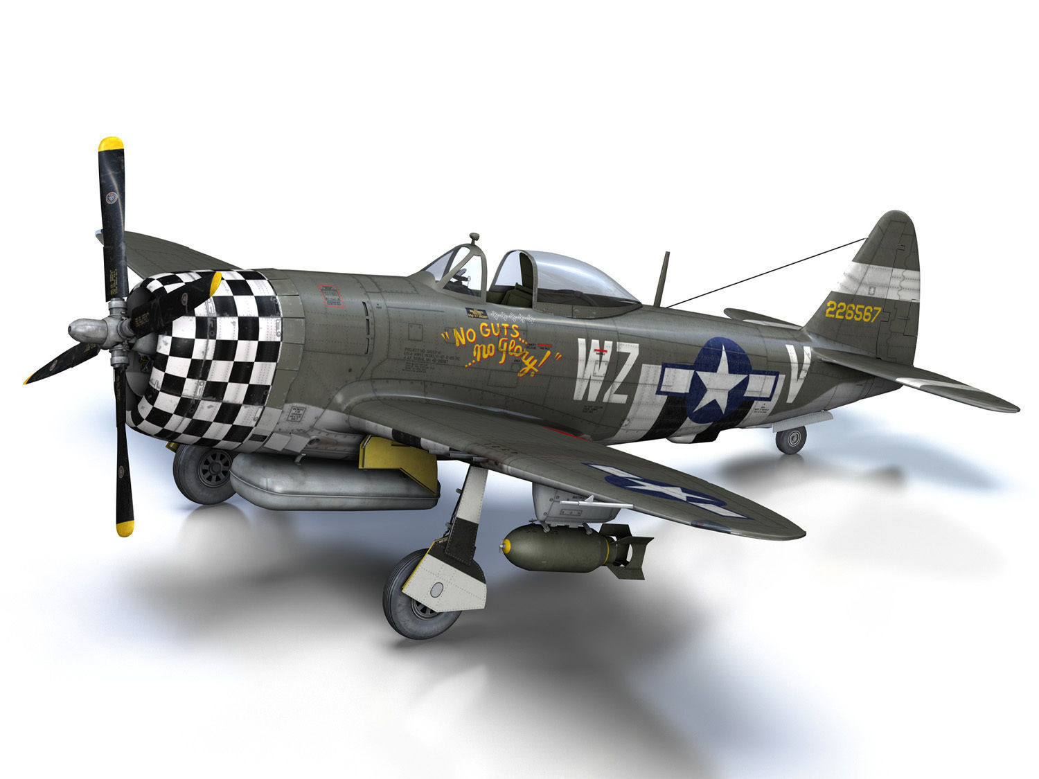 Republic P-47D Thunderbolt - No guts no glory 3D model_11