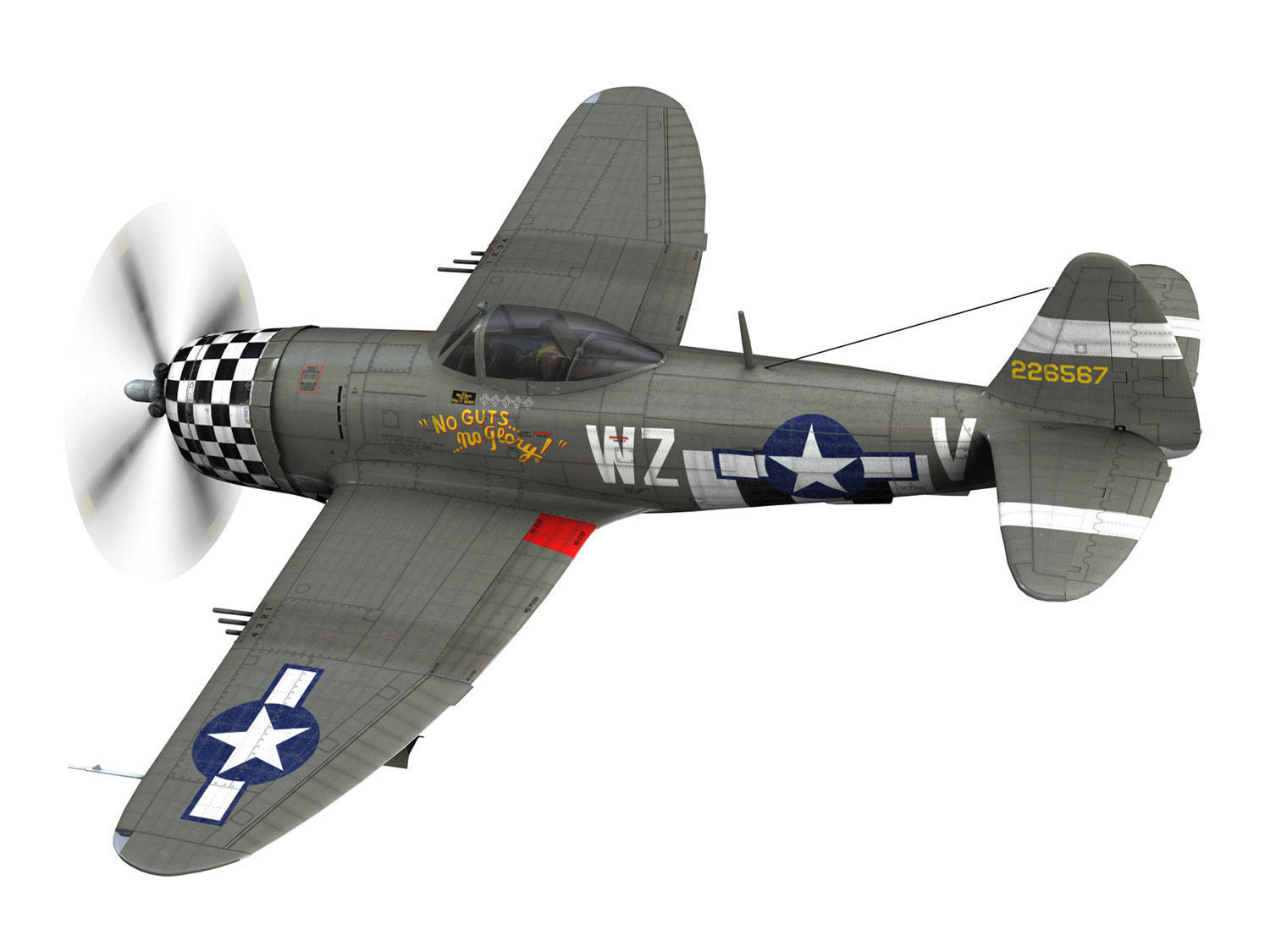 Republic P-47D Thunderbolt - No guts no glory 3D model_4