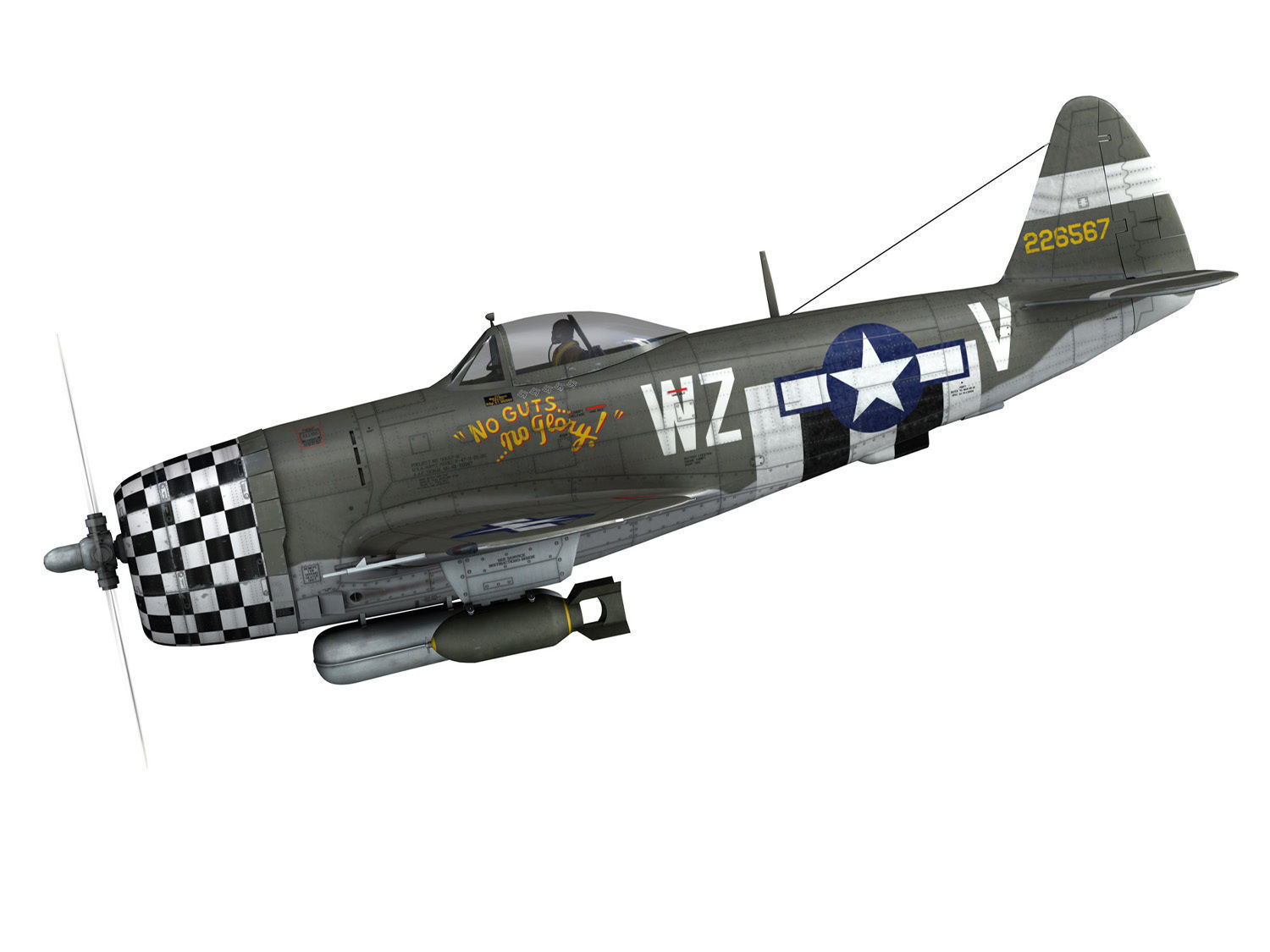 Republic P-47D Thunderbolt - No guts no glory 3D model_3