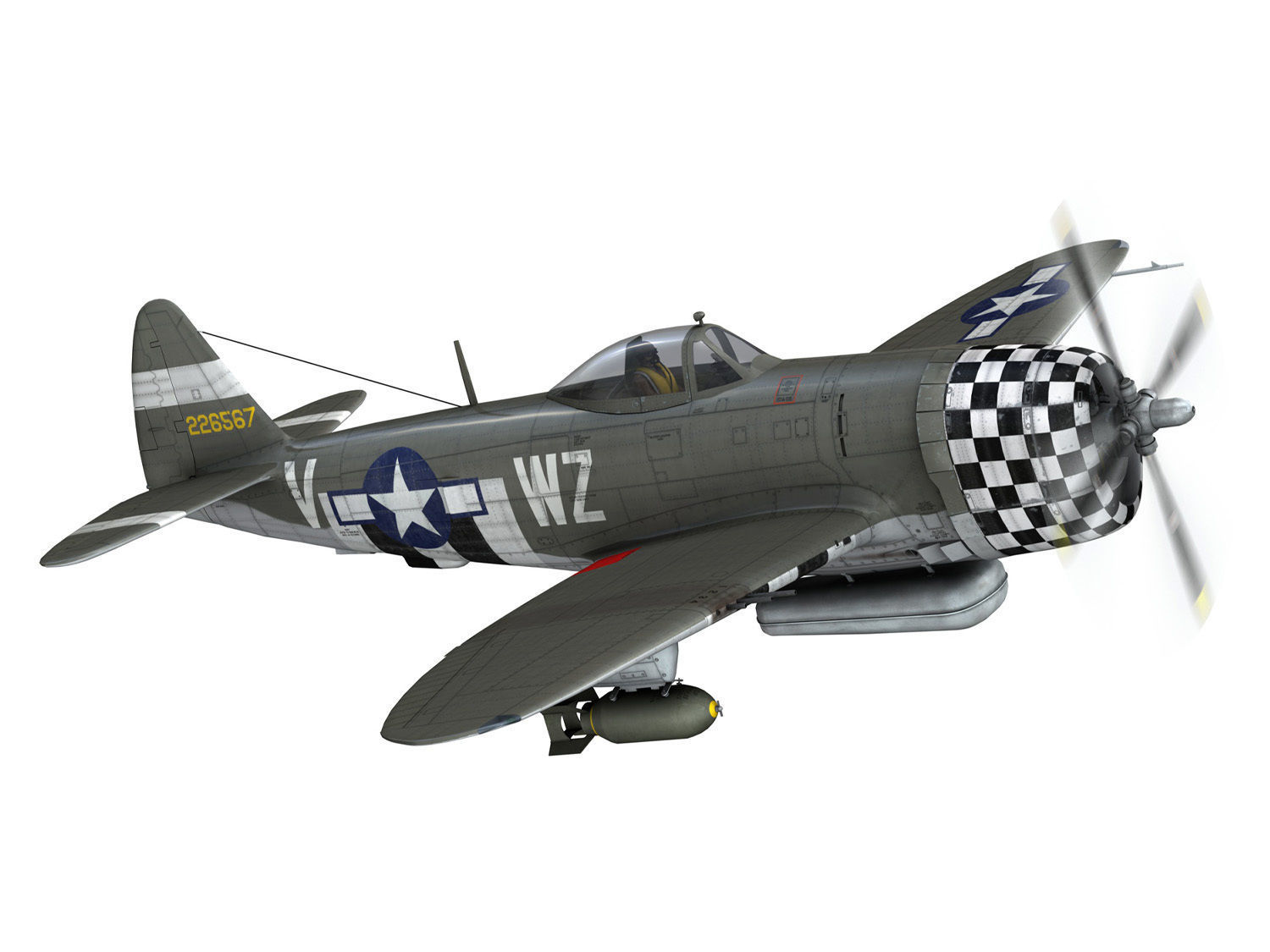 Republic P-47D Thunderbolt - No guts no glory 3D model_10