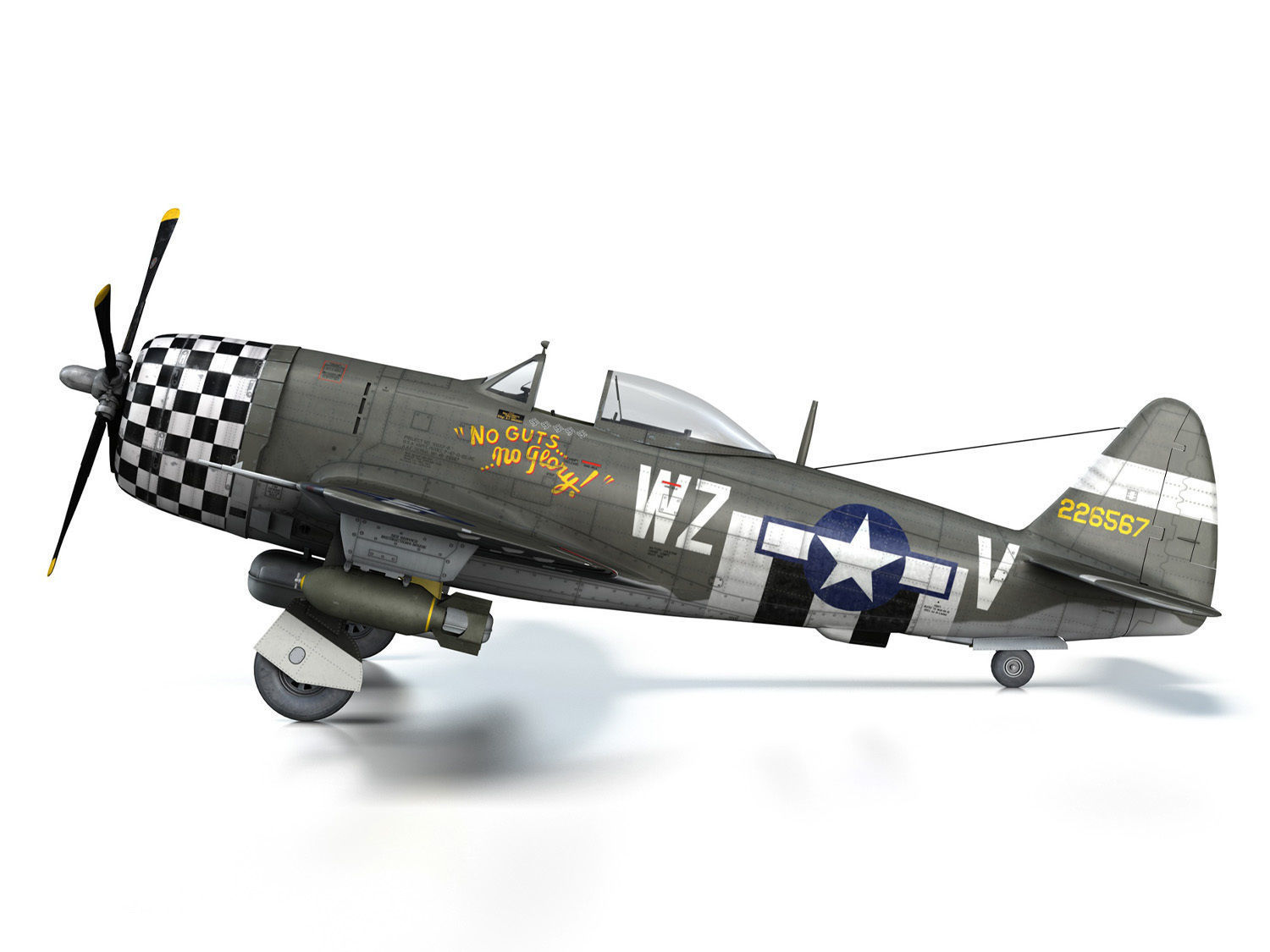 Republic P-47D Thunderbolt - No guts no glory 3D model_12
