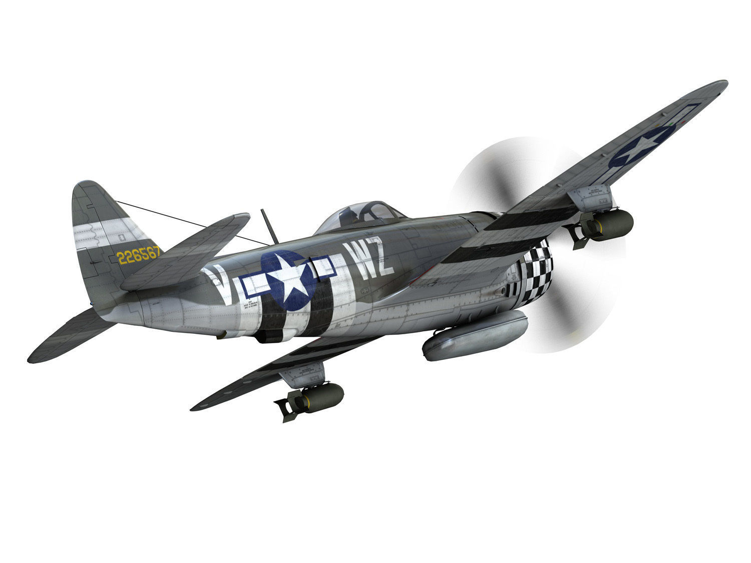 Republic P-47D Thunderbolt - No guts no glory 3D model_7