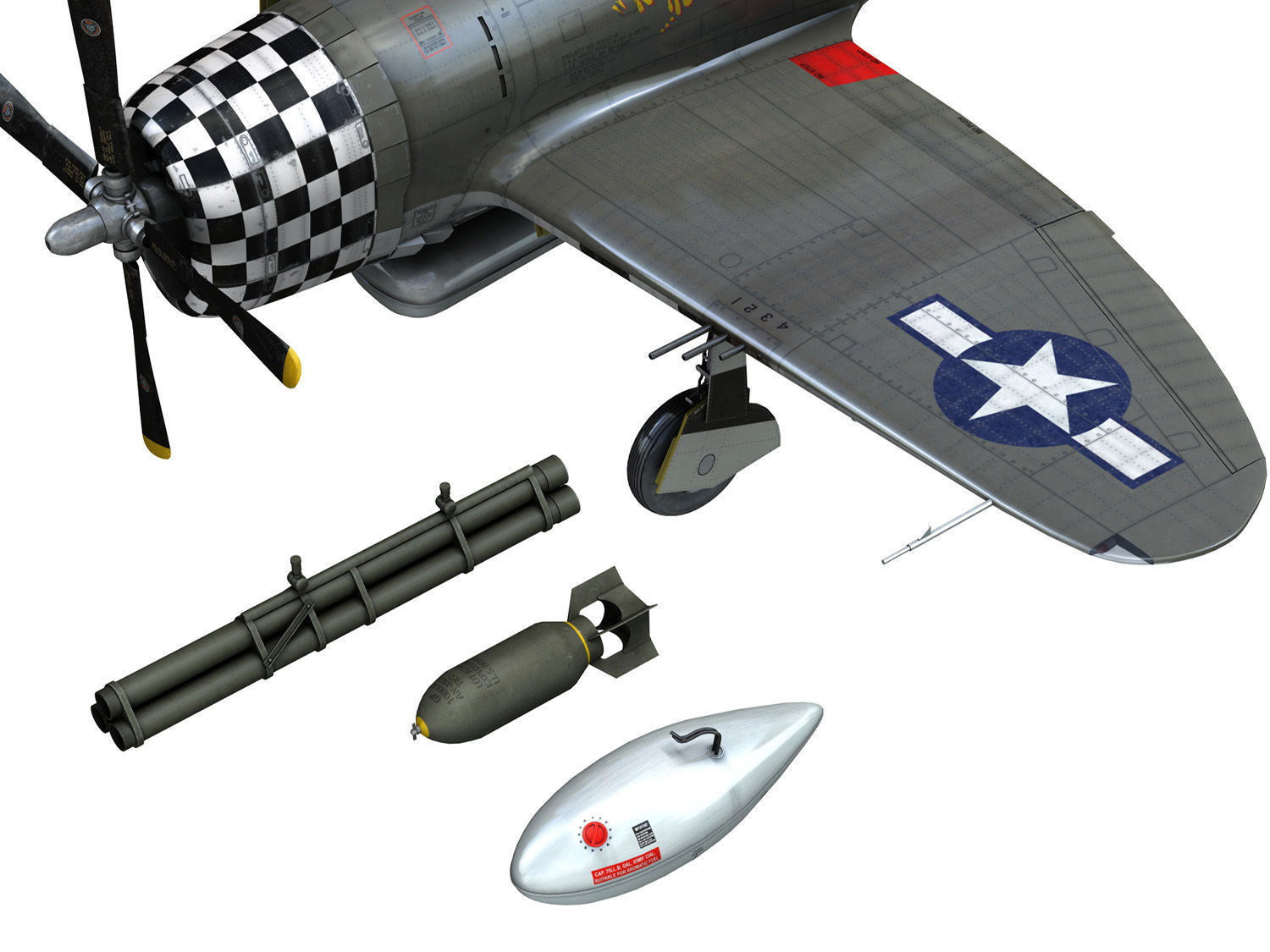 Republic P-47D Thunderbolt - No guts no glory 3D model_21