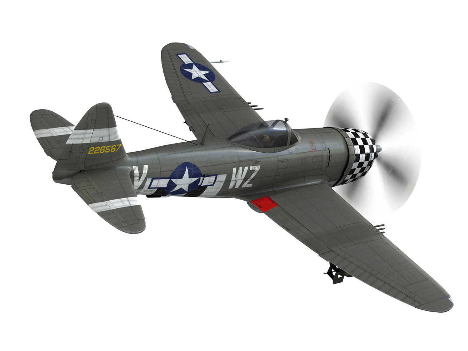 Republic P-47D Thunderbolt - No guts no glory 3D model_8