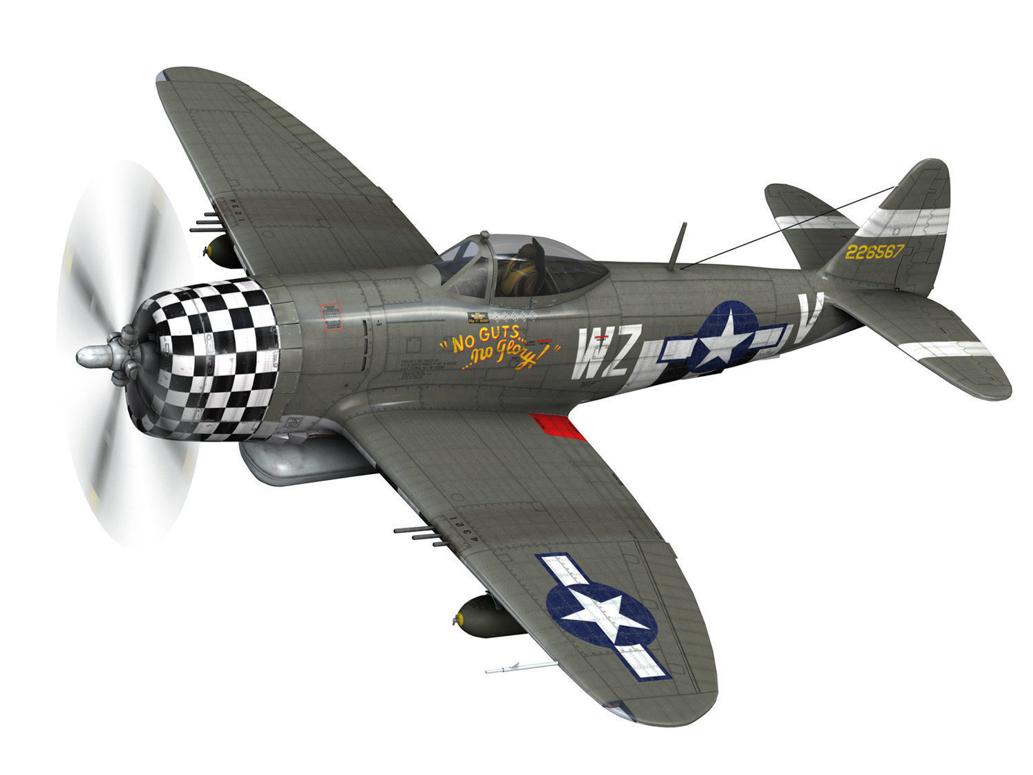Republic P-47D Thunderbolt - No guts no glory 3D model_2