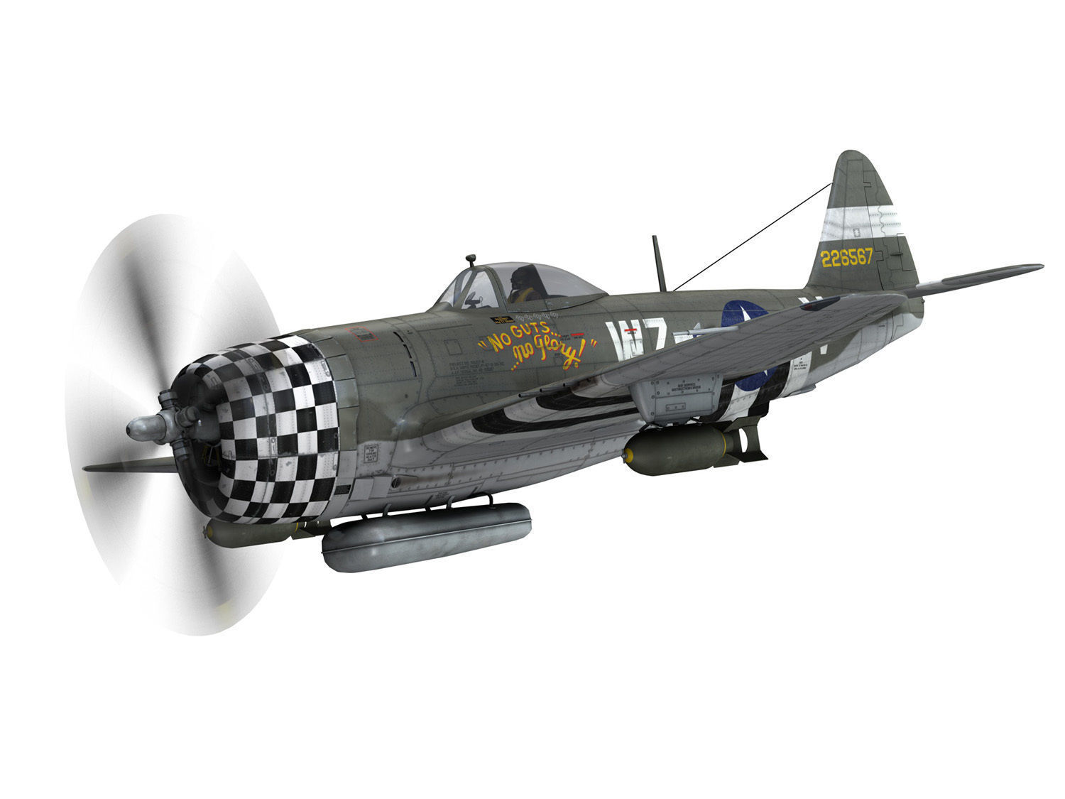 Republic P-47D Thunderbolt - No guts no glory 3D model_1