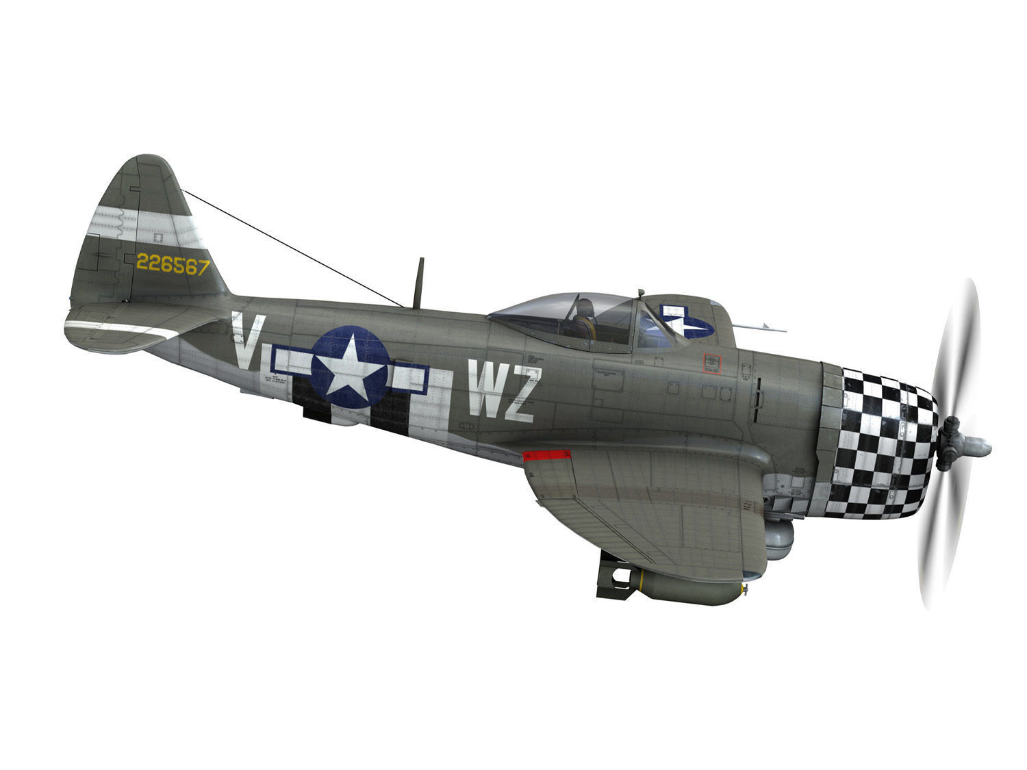 Republic P-47D Thunderbolt - No guts no glory 3D model_9