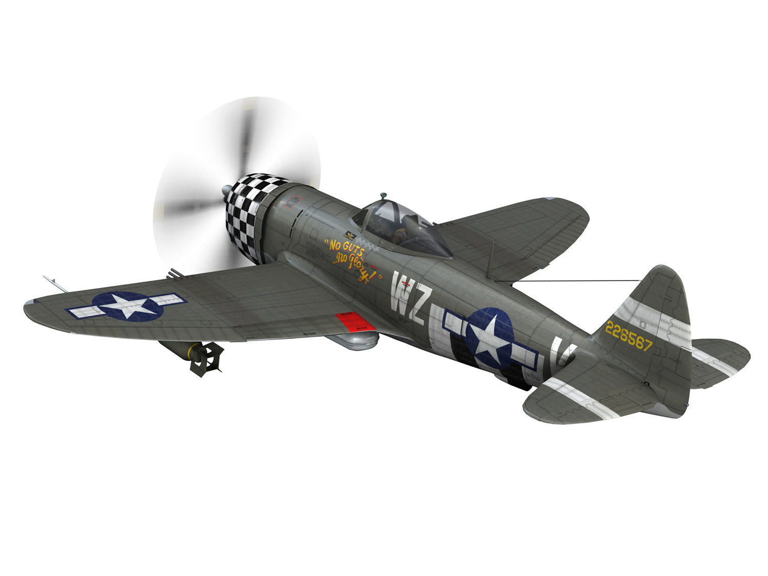 Republic P-47D Thunderbolt - No guts no glory 3D model_6