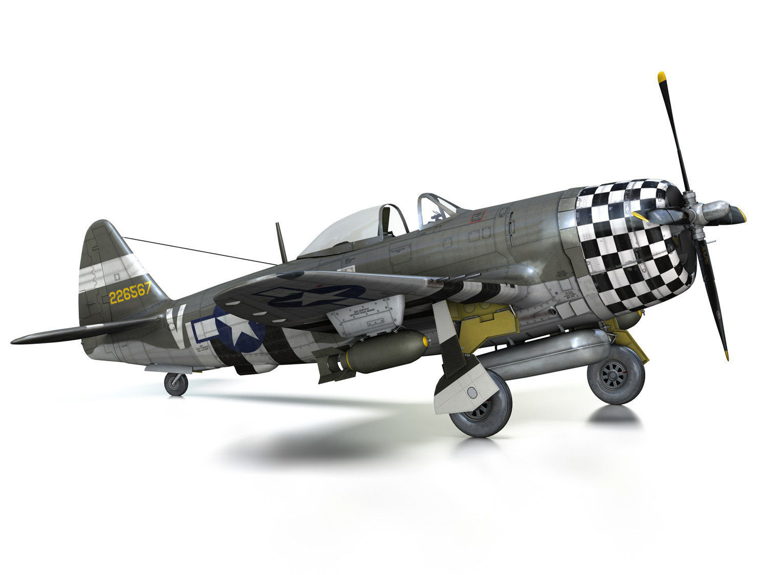 Republic P-47D Thunderbolt - No guts no glory 3D model_16
