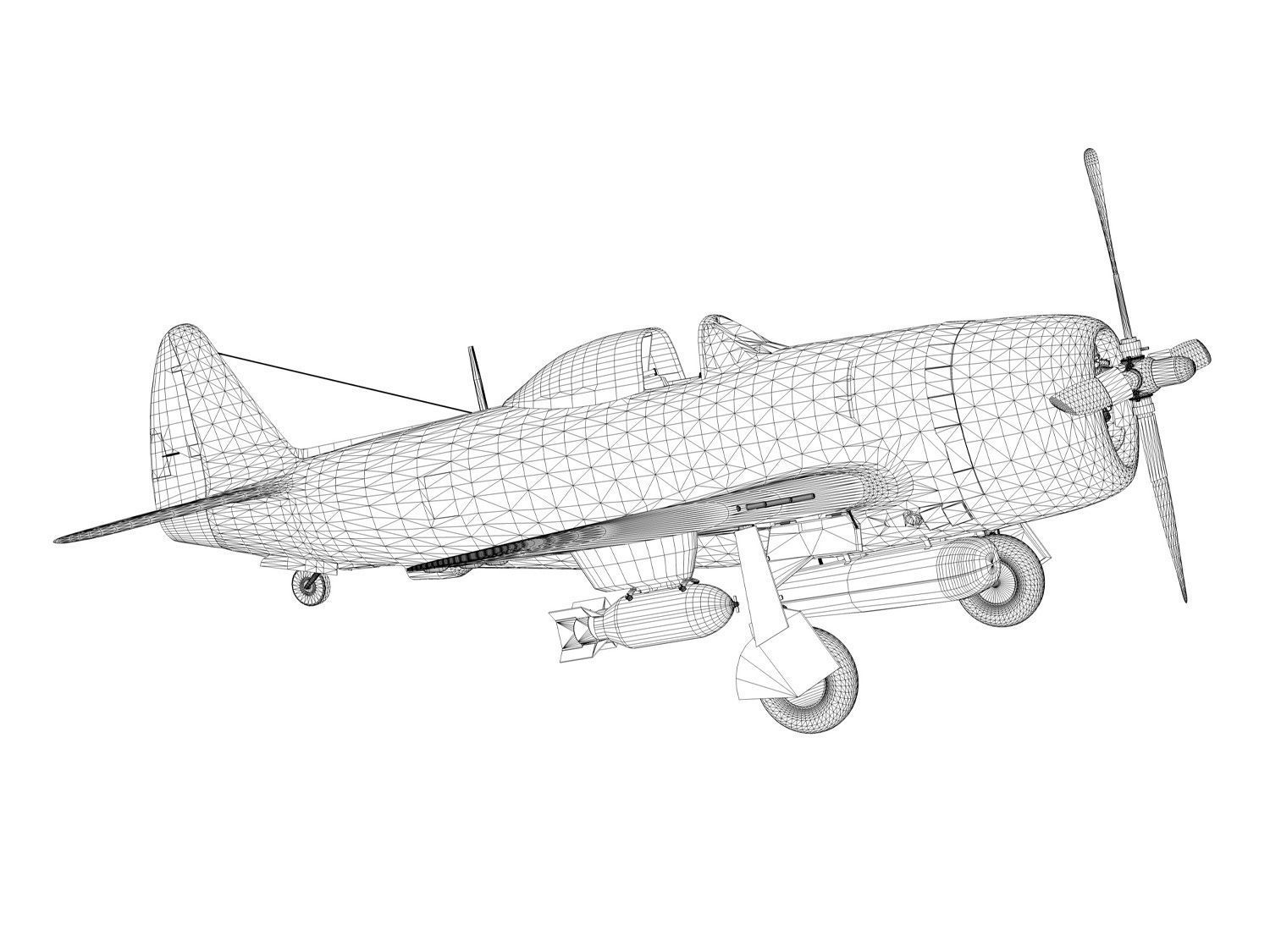 Republic P-47D Thunderbolt - No guts no glory 3D model_22