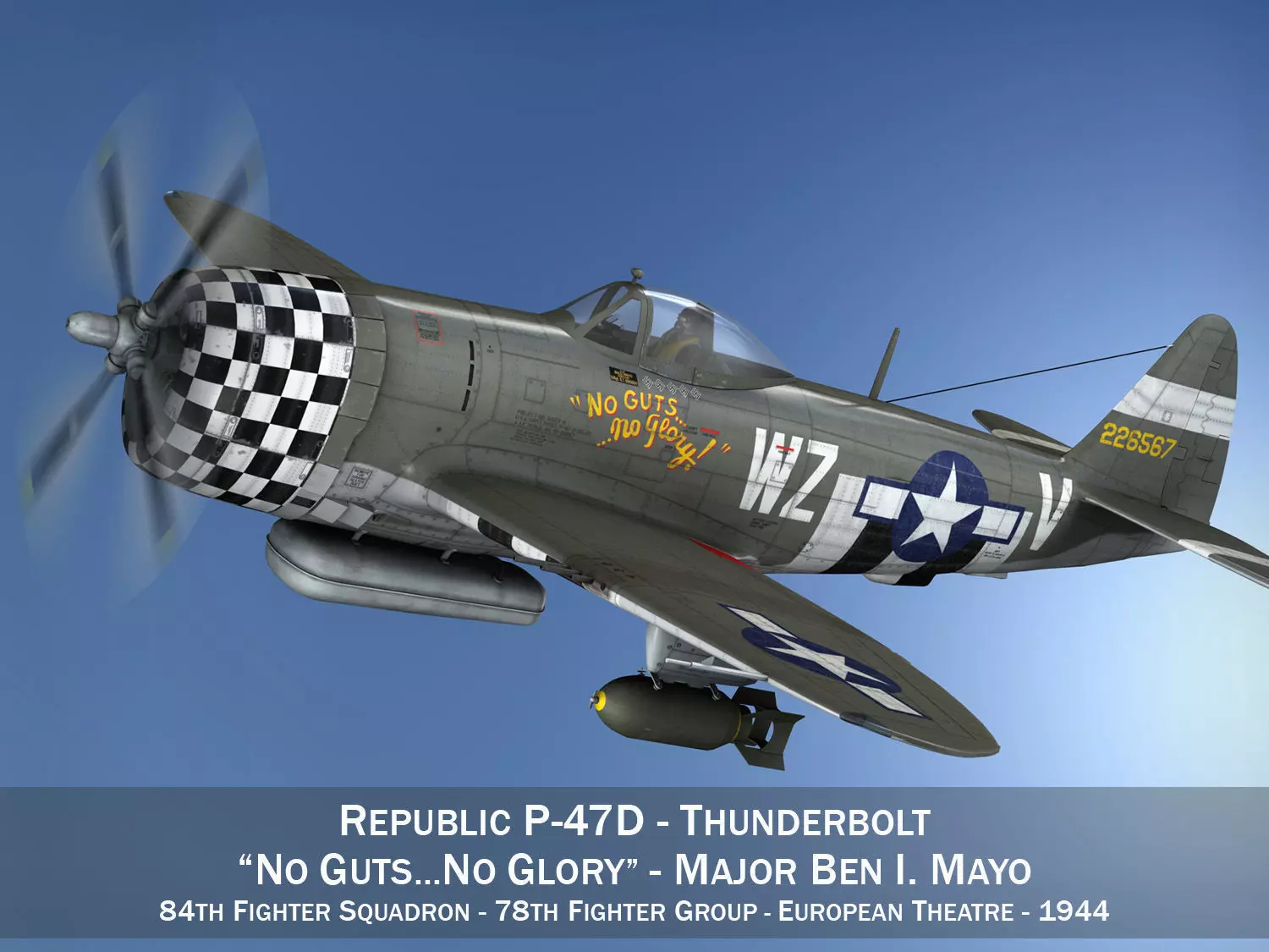 Republic P-47D Thunderbolt - No guts no glory 3D model_0