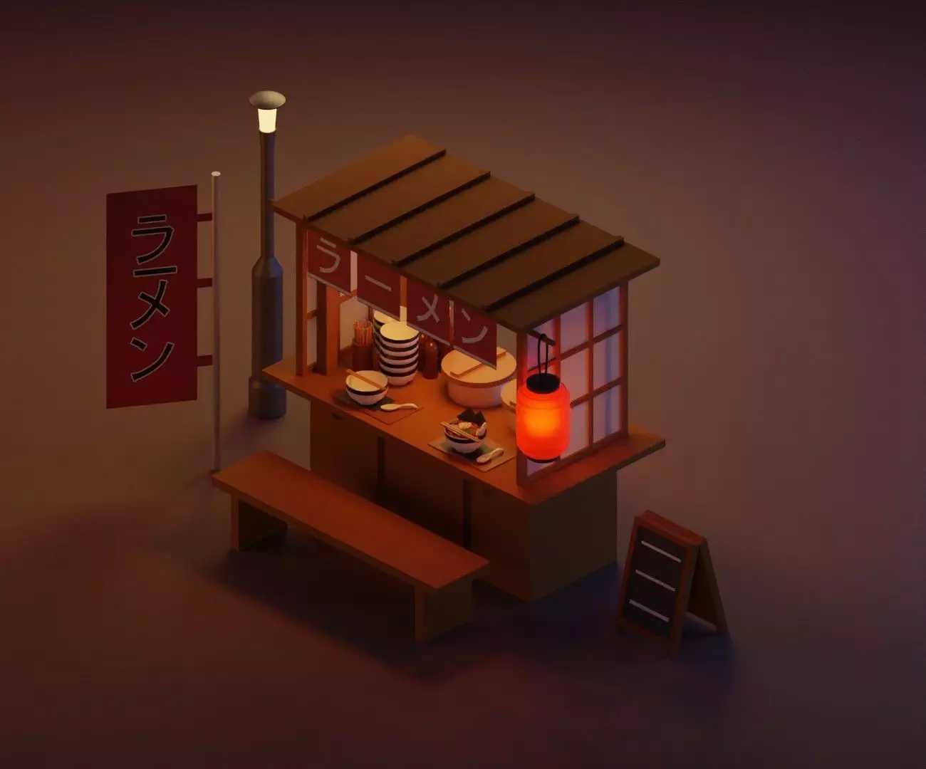 Cartoon Ramen Stall 3D model