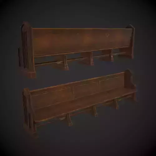 Church Pew Low-poly 3D model