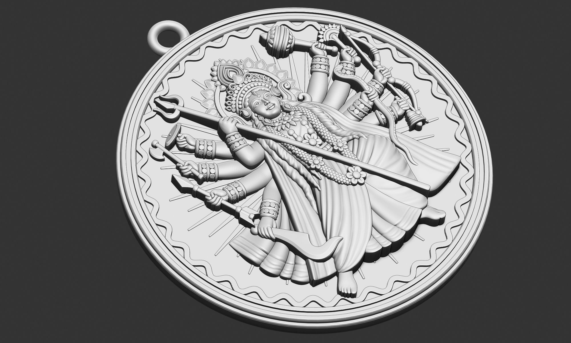Durga Ji Pendant 3D print model_8