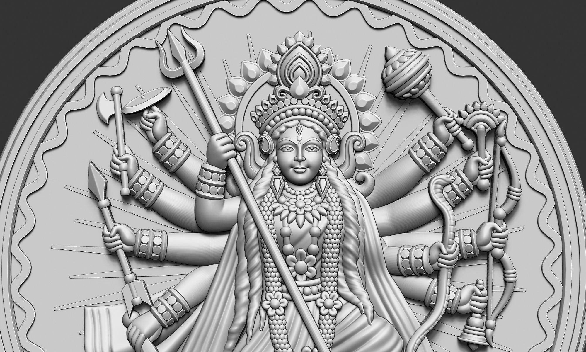 Durga Ji Pendant 3D print model_2