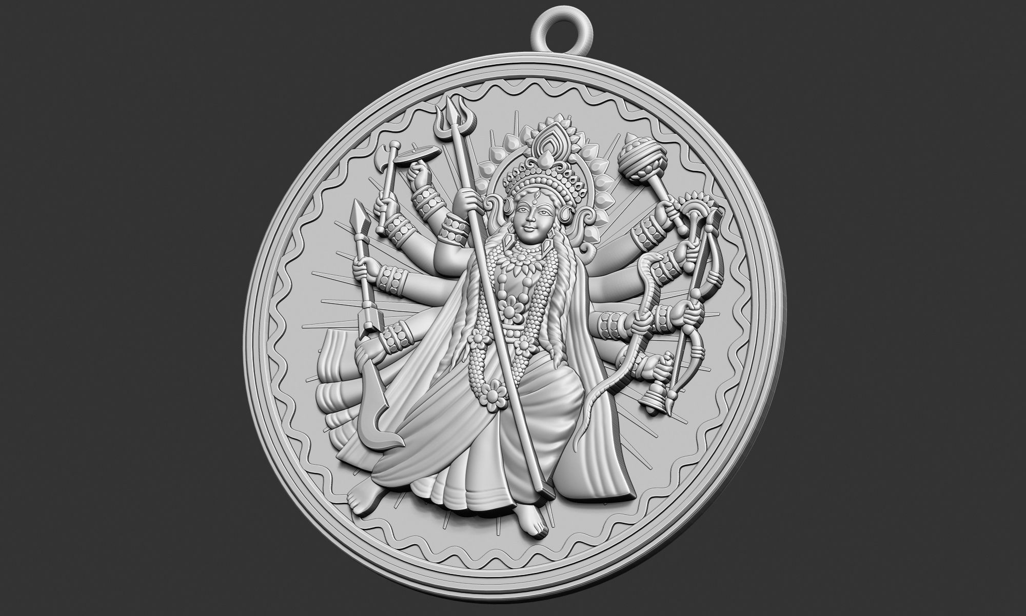 Durga Ji Pendant 3D print model_6