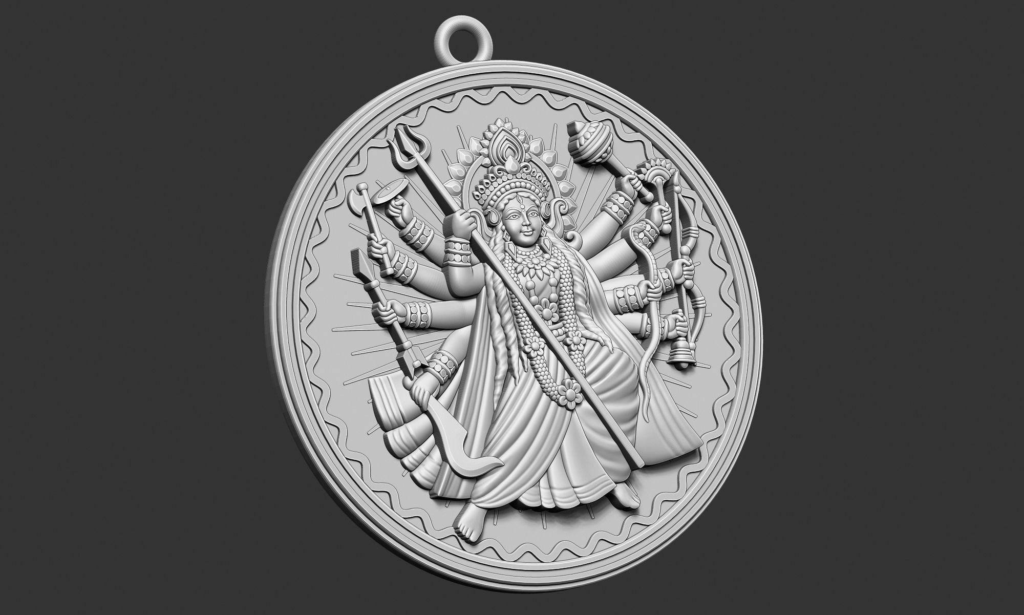 Durga Ji Pendant 3D print model_5