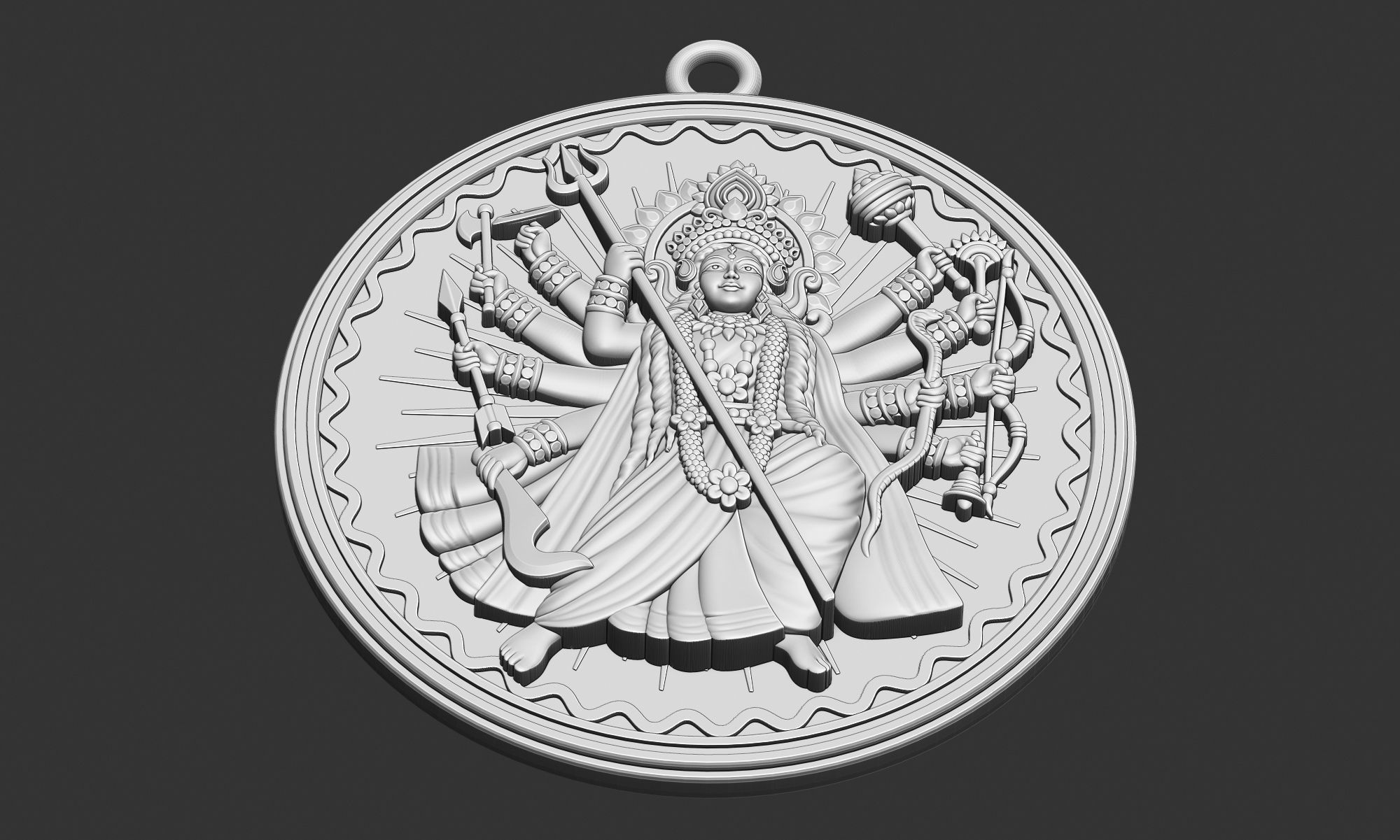 Durga Ji Pendant 3D print model_9