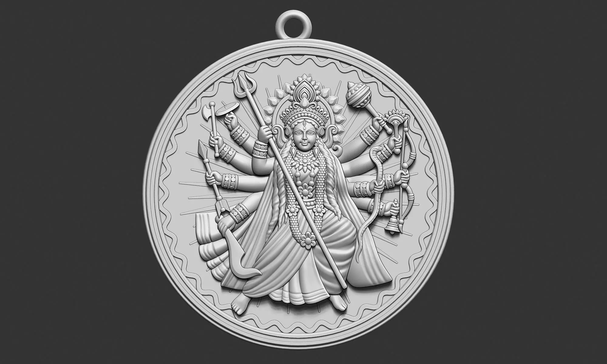 Durga Ji Pendant 3D print model_0