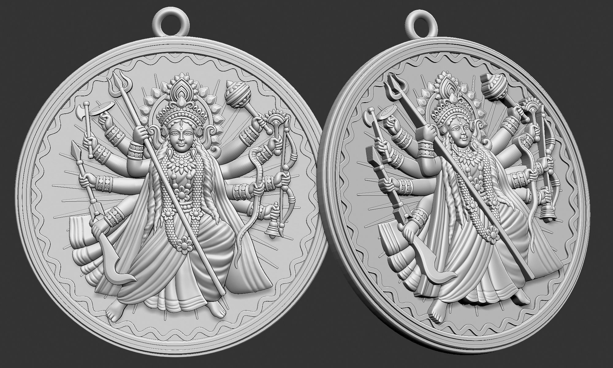 Durga Ji Pendant 3D print model_1