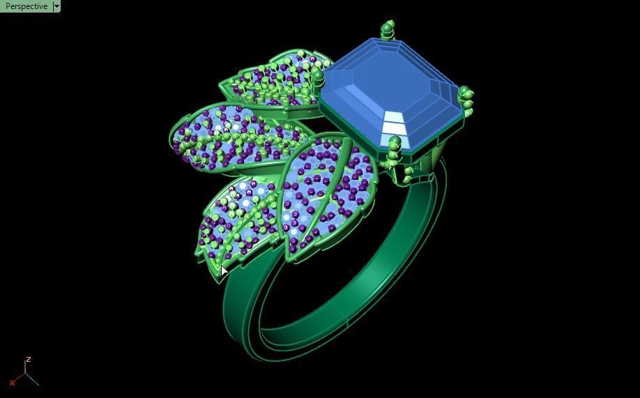 Emerald ring with leaves 3D print model_19