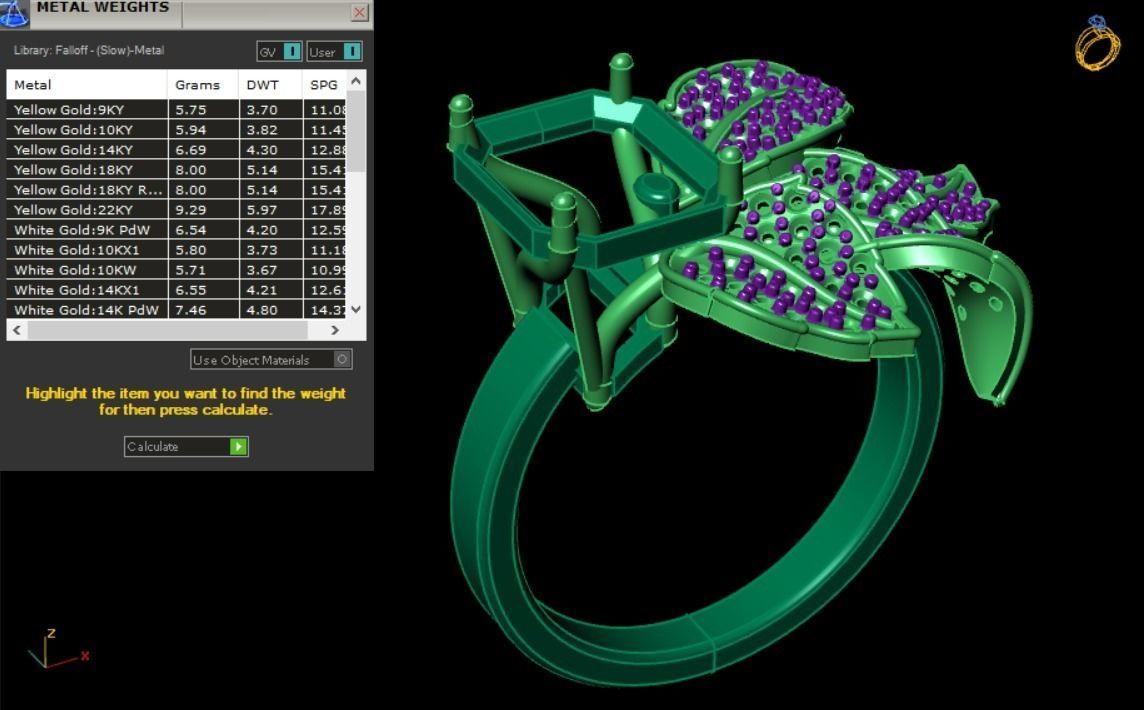 Emerald ring with leaves 3D print model_33