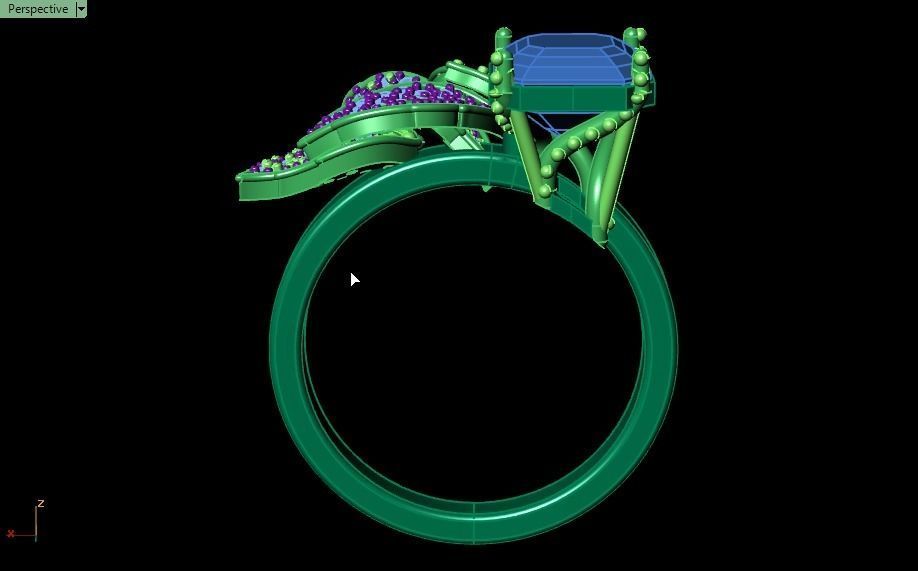 Emerald ring with leaves 3D print model_20