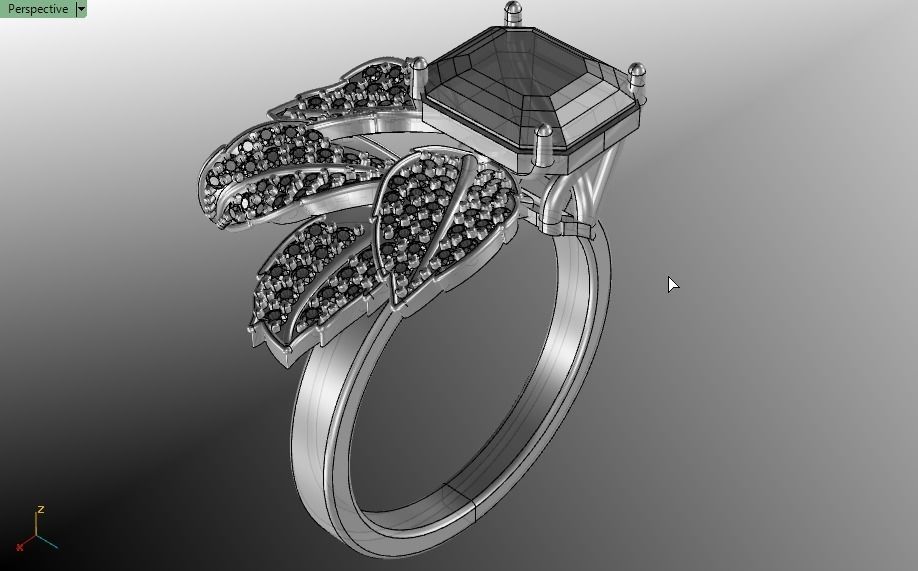 Emerald ring with leaves 3D print model_30