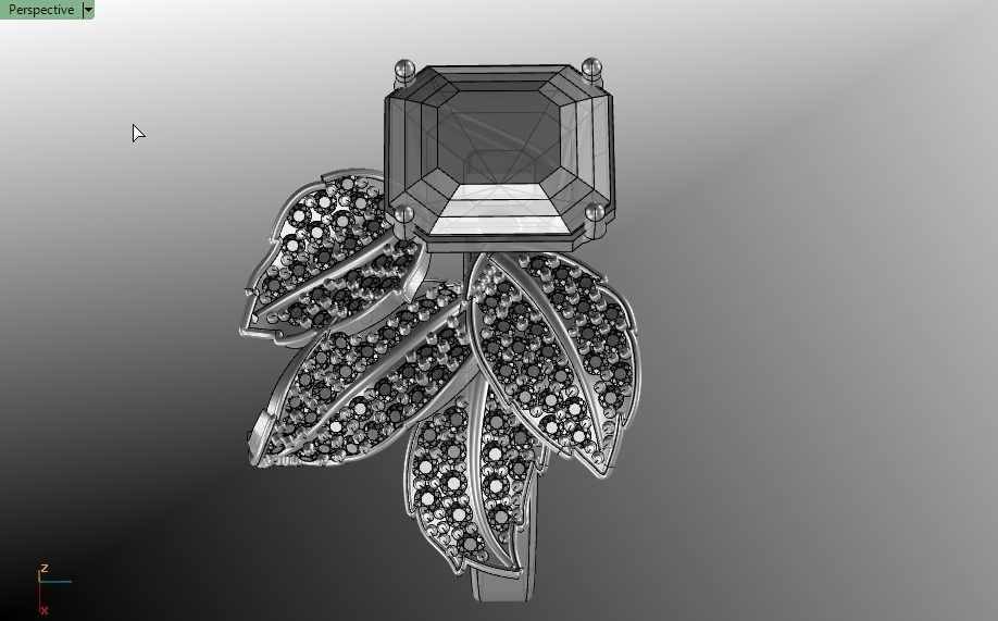 Emerald ring with leaves 3D print model_32