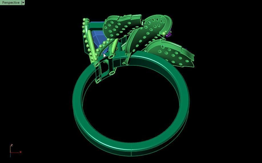 Emerald ring with leaves 3D print model_24