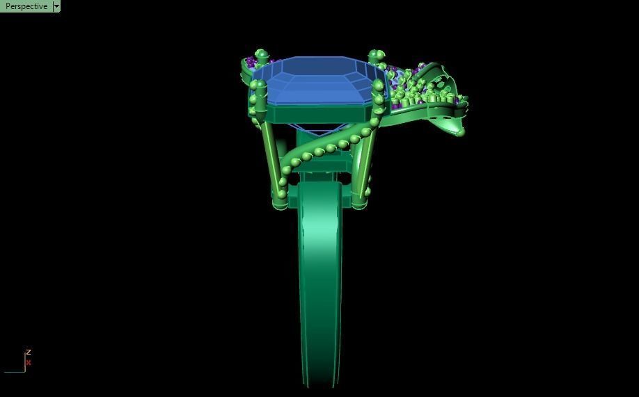 Emerald ring with leaves 3D print model_22