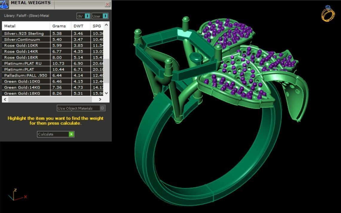 Emerald ring with leaves 3D print model_34