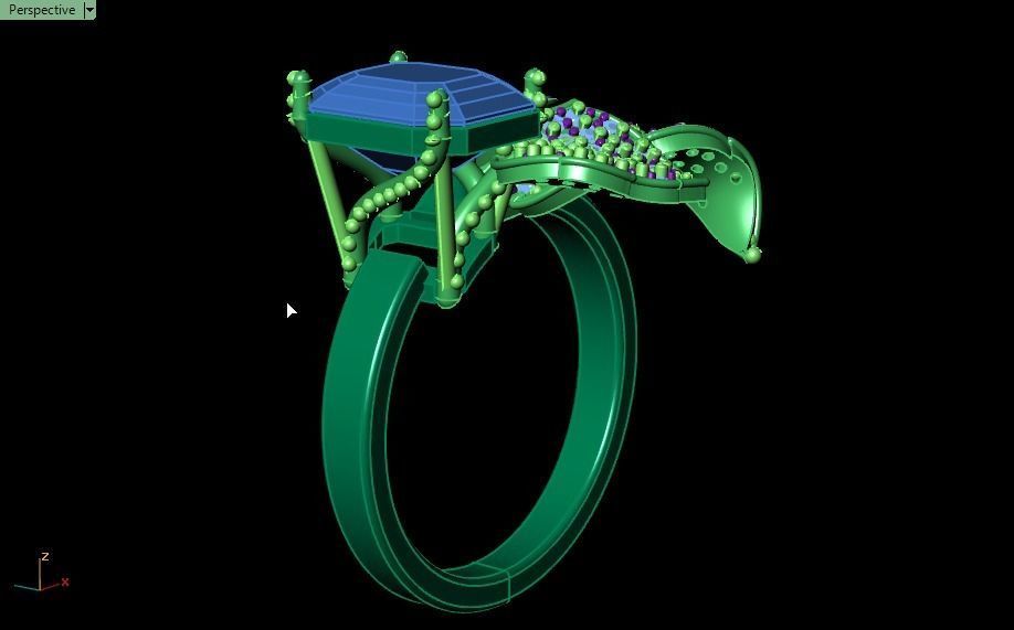 Emerald ring with leaves 3D print model_23
