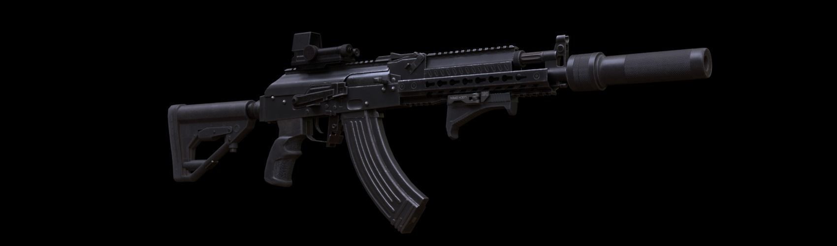 Angled Foregrip Low-poly 3D model_4