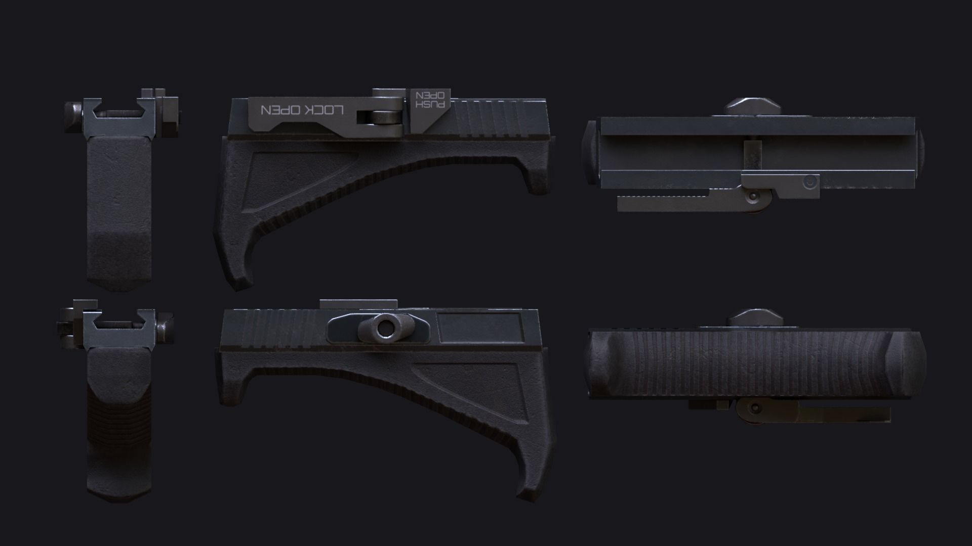 Angled Foregrip Low-poly 3D model_2