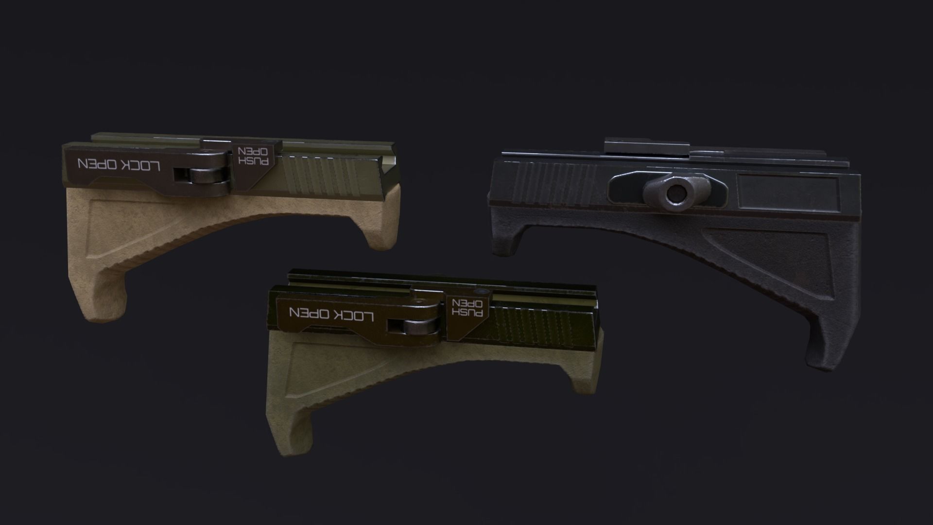 Angled Foregrip Low-poly 3D model_1