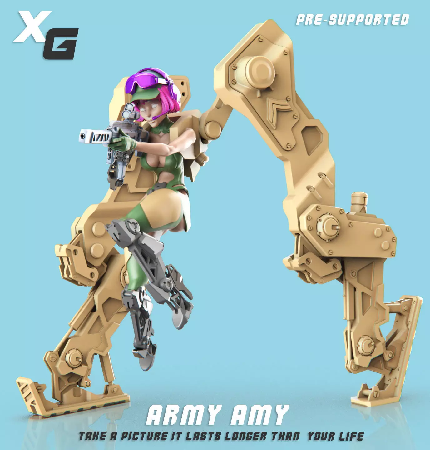ARMY AMY FOR 3D Printing 75mm Pre-supported 3D print model 3D print model