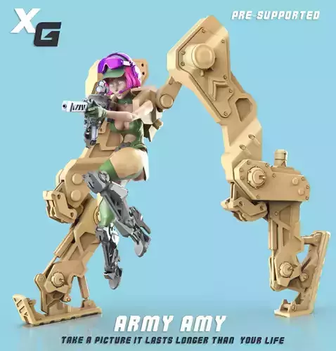 ARMY AMY FOR 3D Printing 75mm Pre-supported 3D print model