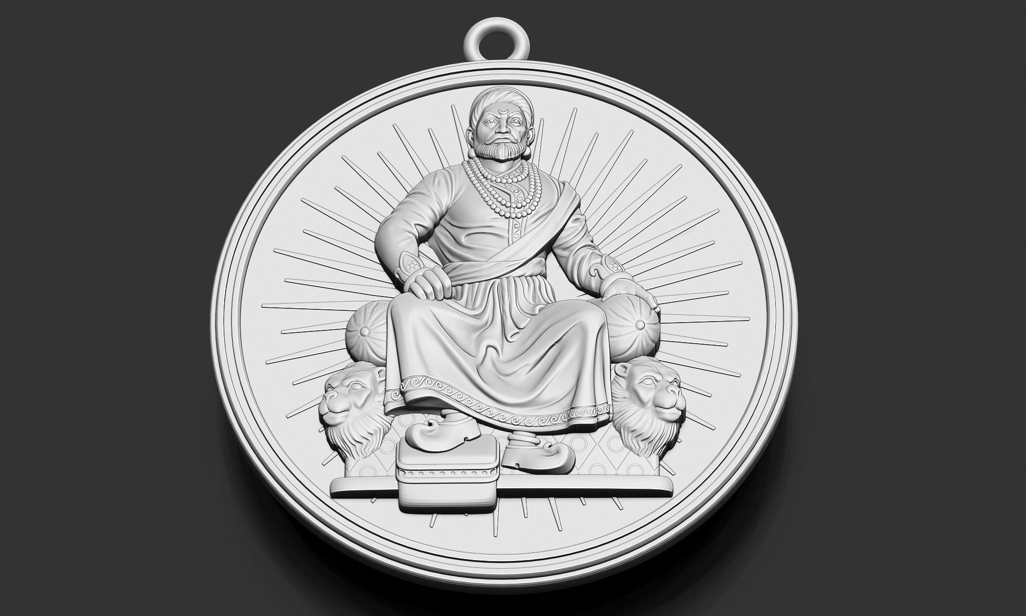 Shivaji Maharaj Pendant 3D print model_5