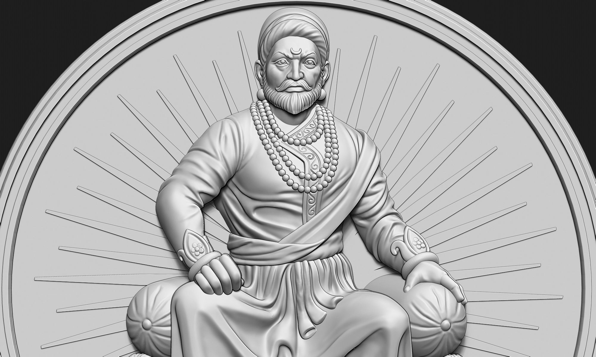 Shivaji Maharaj Pendant 3D print model_2